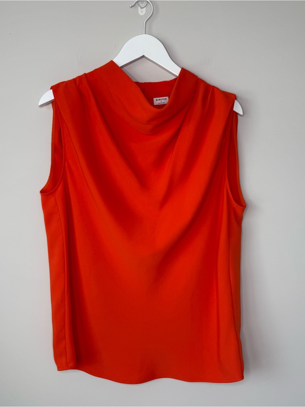 Aritzia Babaton | Orange Cowl Neck Sleeveless Career Work Blouse Sz M